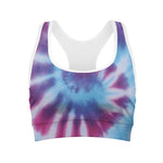 Blue And Purple Spiral Tie Dye Print Women's Sports Bra