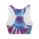 Blue And Purple Spiral Tie Dye Print Women's Sports Bra