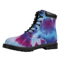 Blue And Purple Spiral Tie Dye Print Padded Collar Lace Up Boots