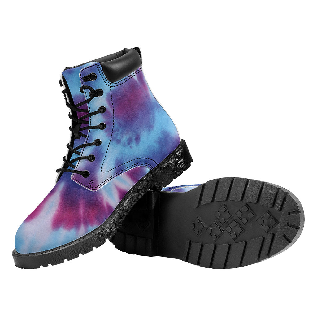 Blue And Purple Spiral Tie Dye Print Work Boots