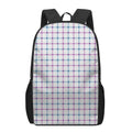 Blue And Purple Tattersall Pattern Print 17 Inch Backpack