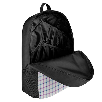 Blue And Purple Tattersall Pattern Print 17 Inch Backpack