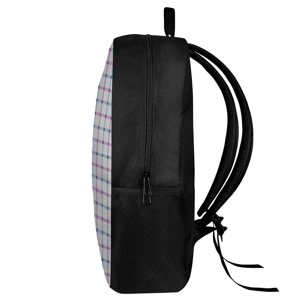 Blue And Purple Tattersall Pattern Print 17 Inch Backpack