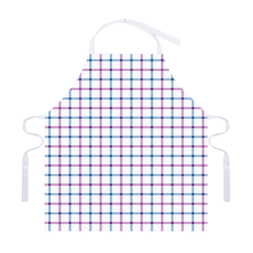 Blue And Purple Tattersall Pattern Print Adjustable Apron