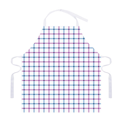 Blue And Purple Tattersall Pattern Print Adjustable Apron