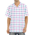 Blue And Purple Tattersall Pattern Print Aloha Shirt