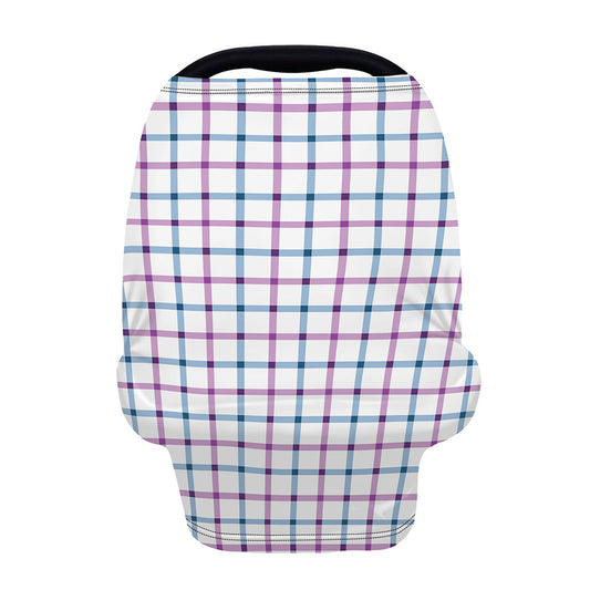 Blue And Purple Tattersall Pattern Print Baby Seat Cover