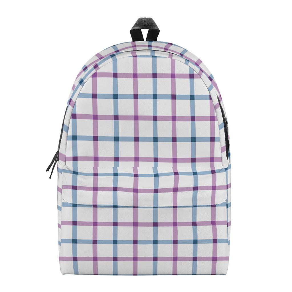 Blue And Purple Tattersall Pattern Print Backpack