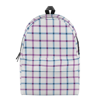 Blue And Purple Tattersall Pattern Print Backpack