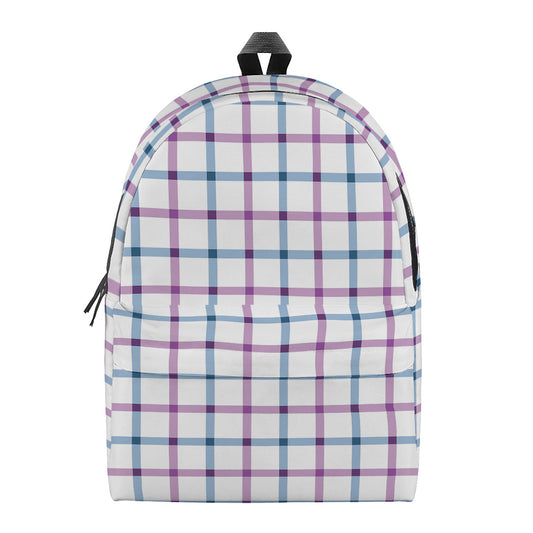 Blue And Purple Tattersall Pattern Print Backpack
