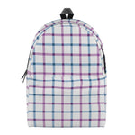 Blue And Purple Tattersall Pattern Print Backpack