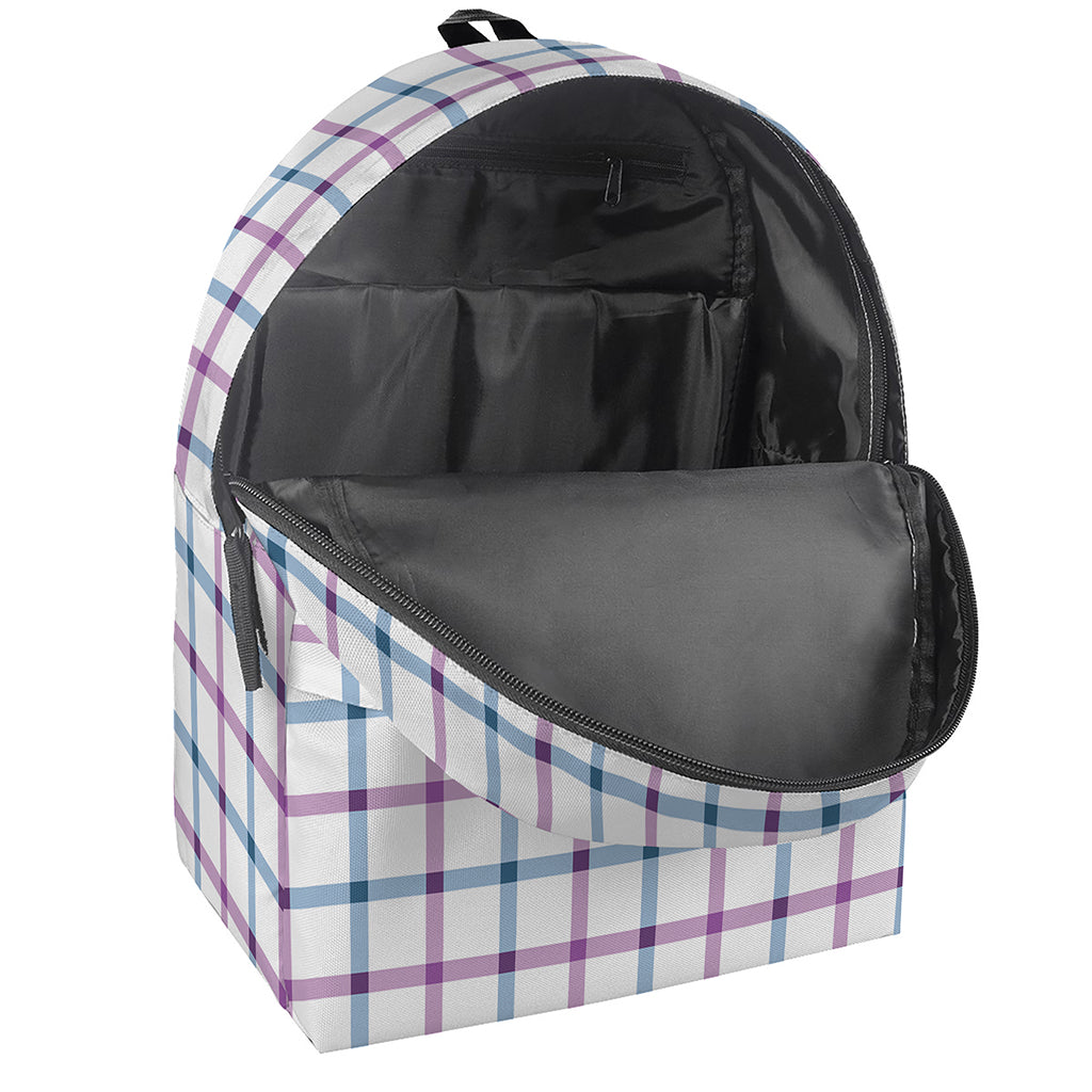 Blue And Purple Tattersall Pattern Print Backpack