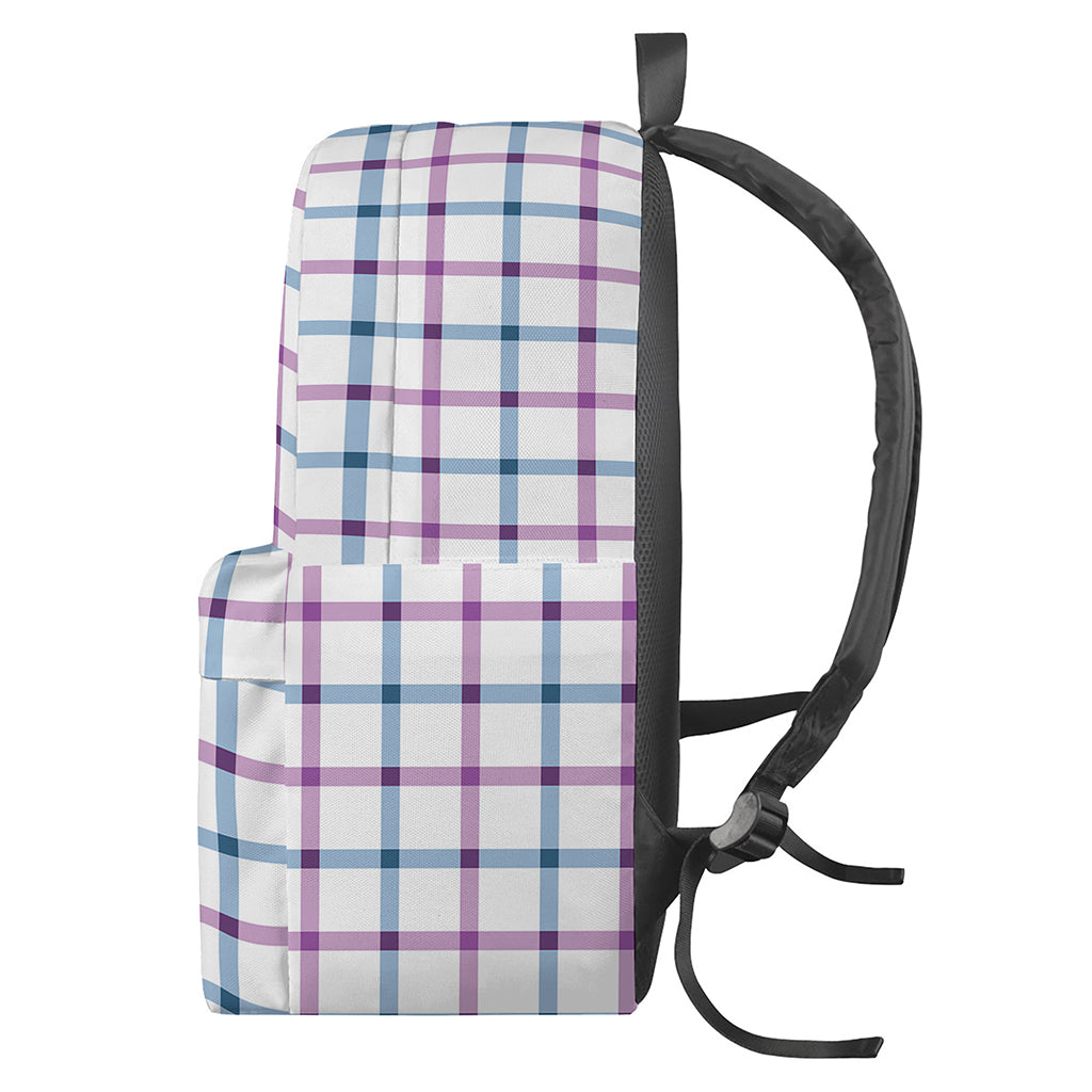 Blue And Purple Tattersall Pattern Print Backpack