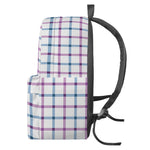 Blue And Purple Tattersall Pattern Print Backpack