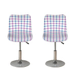 Blue And Purple Tattersall Pattern Print Bar Stool Covers