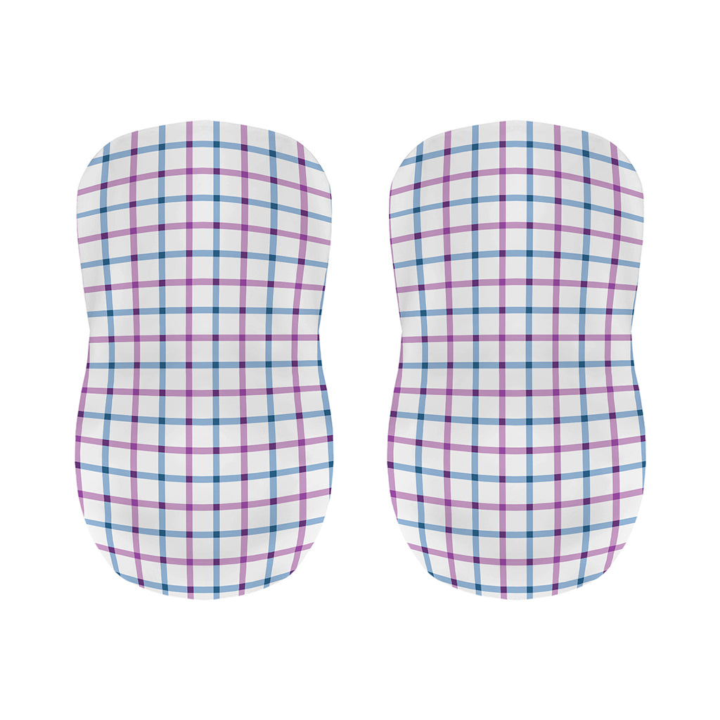 Blue And Purple Tattersall Pattern Print Bar Stool Covers