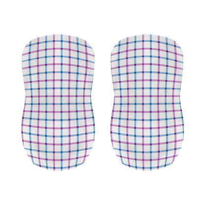Blue And Purple Tattersall Pattern Print Bar Stool Covers
