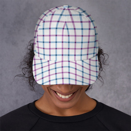 Blue And Purple Tattersall Pattern Print Baseball Cap