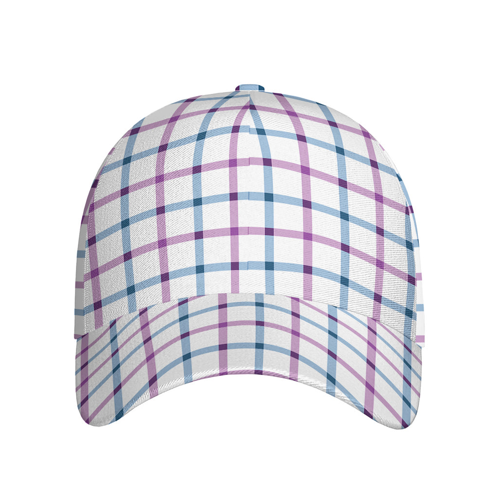 Blue And Purple Tattersall Pattern Print Baseball Cap