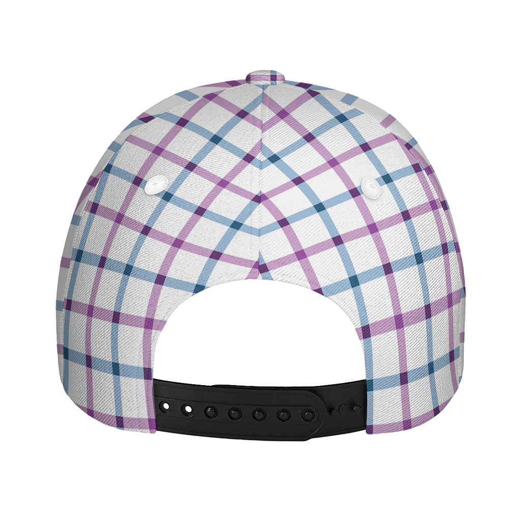 Blue And Purple Tattersall Pattern Print Baseball Cap
