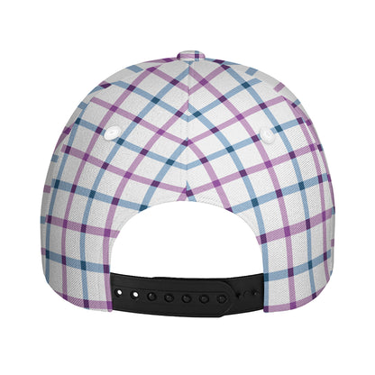 Blue And Purple Tattersall Pattern Print Baseball Cap