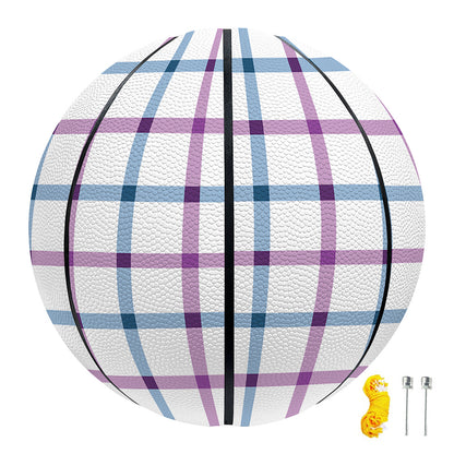 Blue And Purple Tattersall Pattern Print Basketball