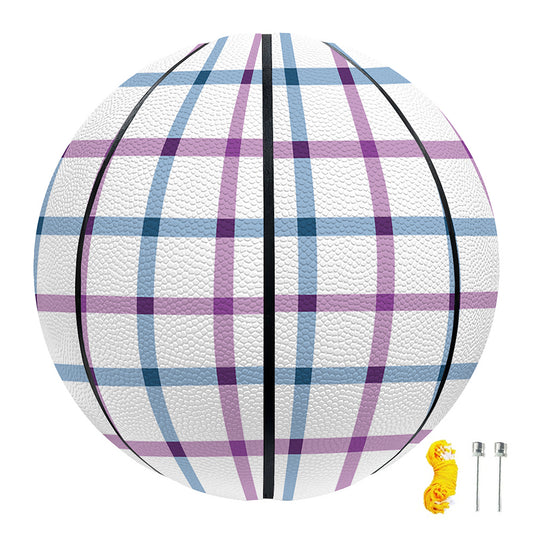 Blue And Purple Tattersall Pattern Print Basketball