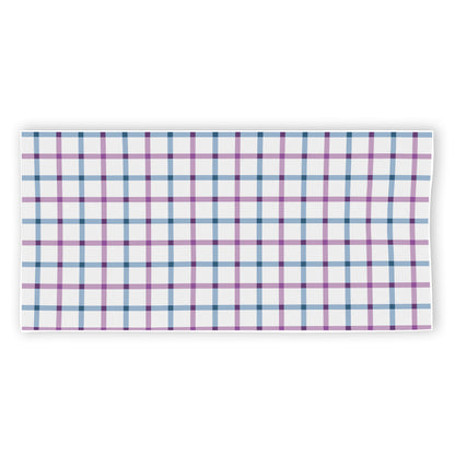 Blue And Purple Tattersall Pattern Print Beach Towel