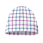 Blue And Purple Tattersall Pattern Print Beanie