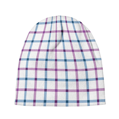 Blue And Purple Tattersall Pattern Print Beanie