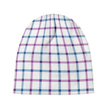 Blue And Purple Tattersall Pattern Print Beanie