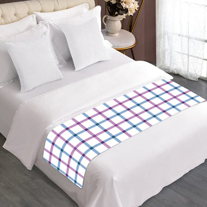 Blue And Purple Tattersall Pattern Print Bed Runner