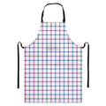 Blue And Purple Tattersall Pattern Print Bib Apron With Pocket