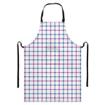 Blue And Purple Tattersall Pattern Print Bib Apron With Pocket