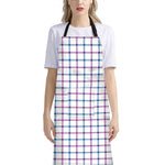 Blue And Purple Tattersall Pattern Print Bib Apron With Pocket
