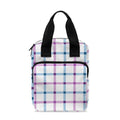 Blue And Purple Tattersall Pattern Print Bible Tote Bag