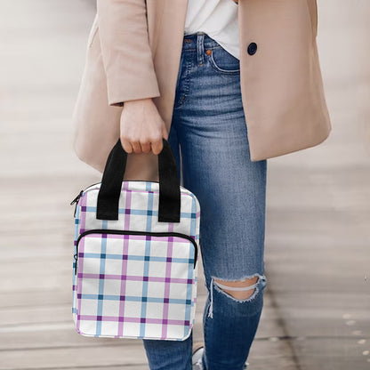 Blue And Purple Tattersall Pattern Print Bible Tote Bag