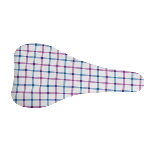 Blue And Purple Tattersall Pattern Print Bicycle Seat Cover