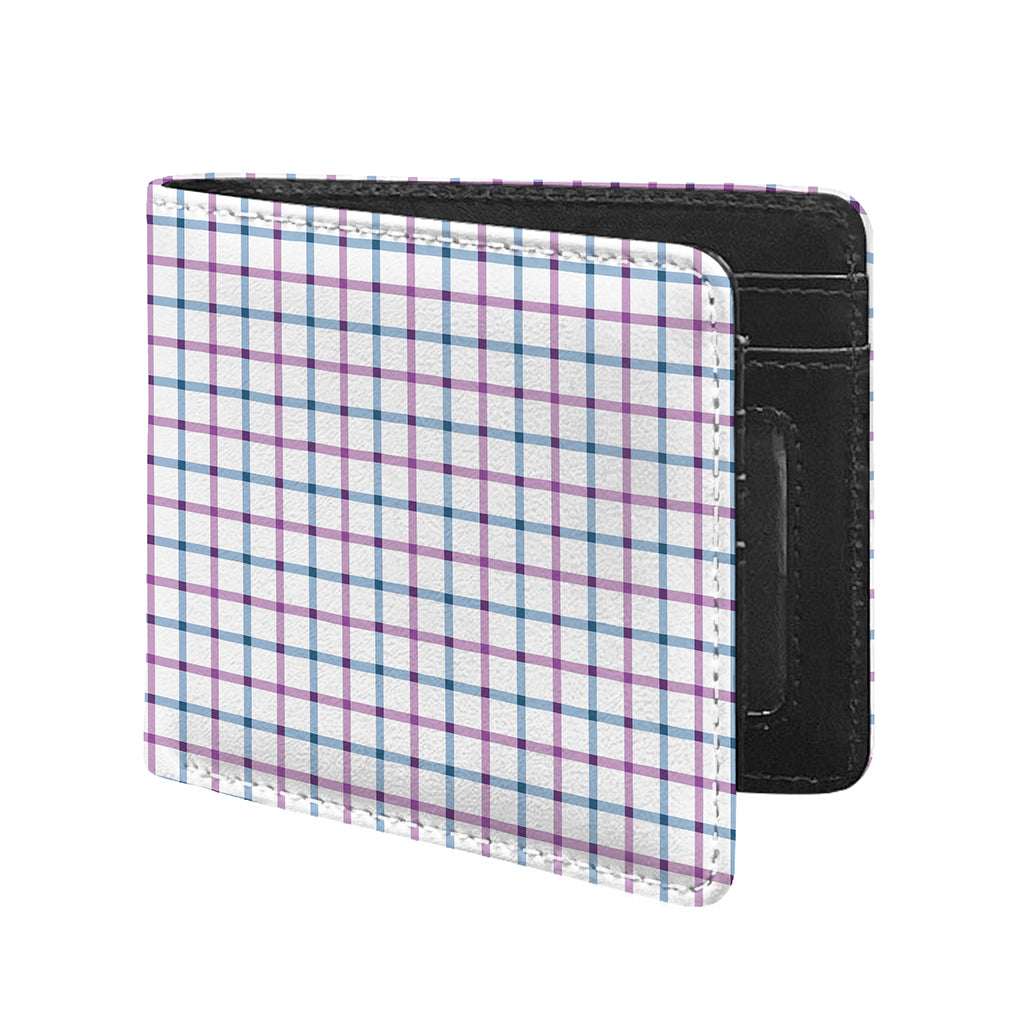 Blue And Purple Tattersall Pattern Print Bifold Wallet