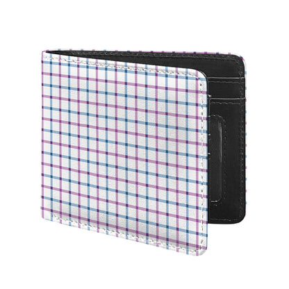 Blue And Purple Tattersall Pattern Print Bifold Wallet