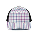 Blue And Purple Tattersall Pattern Print Black Mesh Trucker Hat