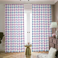 Blue And Purple Tattersall Pattern Print Dimout Pencil Pleat Curtains