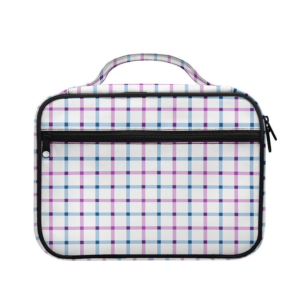 Blue And Purple Tattersall Pattern Print Briefcase Bible Bag