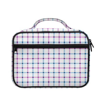 Blue And Purple Tattersall Pattern Print Briefcase Bible Bag