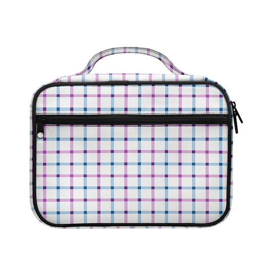 Blue And Purple Tattersall Pattern Print Briefcase Bible Bag