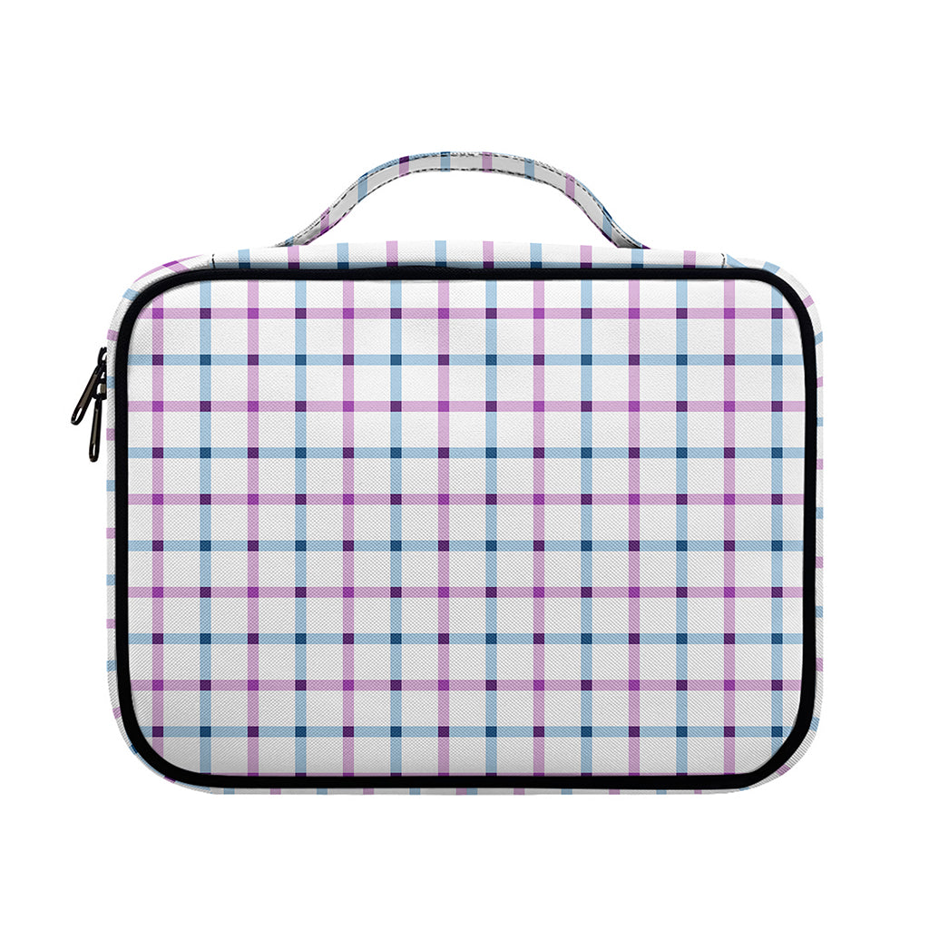 Blue And Purple Tattersall Pattern Print Briefcase Bible Bag
