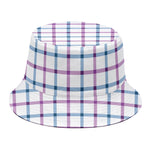 Blue And Purple Tattersall Pattern Print Bucket Hat