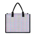 Blue And Purple Tattersall Pattern Print Canvas Tote Bag