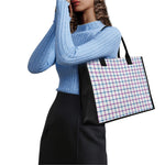 Blue And Purple Tattersall Pattern Print Canvas Tote Bag