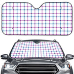 Blue And Purple Tattersall Pattern Print Car Windshield Sun Shade